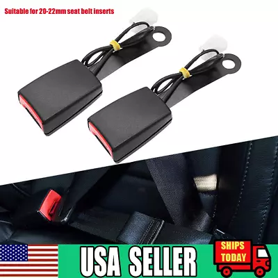 Black 2X Car Front Seat Belt Buckle Socket Plug Connector With/ Warning Cable US • $23