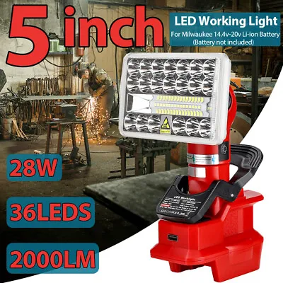 Wireless LED Work Light For Milwaukee Cordless M18 18V Battery W/USB 200LM 28W • £51.59