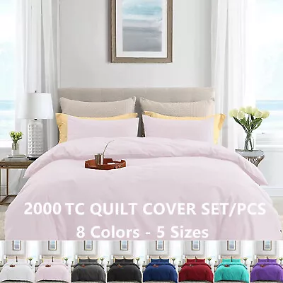 2000TC Ultra Soft 3 Pcs Quilt Cover Doona Set Single Double Queen King SKing Bed • $28.99