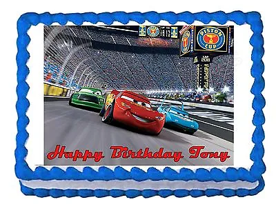 Lightning McQueen Cars Edible Cake Image Cake Topper Party Decoration • £9.59