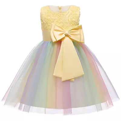 New Tulle Skirt Rainbow Dress For Girls Unicorn Wing Princess Party Kids Clothes • £19.99