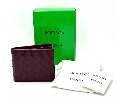 BOTTEGA VENETA Mens Leather INTRECCIATO Bifold Wallet Burgundy Moss • $399