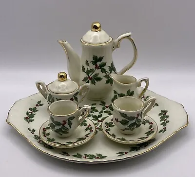 Formalities By Baum Bros Holly Miniature Tea Set-Christmas • $25