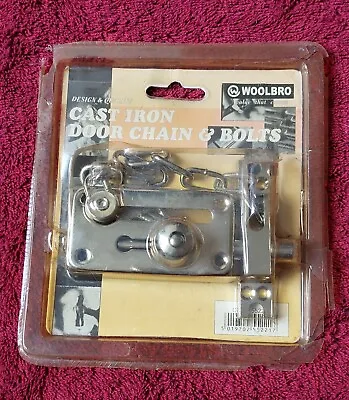 Woolbro Security Door Chain & Bolt Lock Cast Iron - Damaged Pack But Unopened • £3