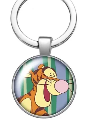 £3.95 • Buy Disney Tigger Stripes Round Silver Metal Keyring Gift Winnie The Pooh