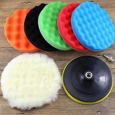 3 Inch Sponge Polishing Waxing Buffing Pads + Drill Adapter Kit For Car Compound • $13.50