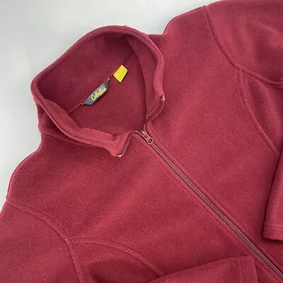 Cabelas Outdoor Fleece Full Zip 2 Pocket Jacket Men’s L Burgundy • $18.76