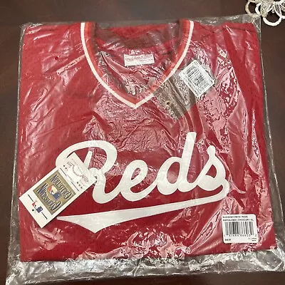 Mitchell & Ness Cincinnati Reds V Neck Baseball Jersey New Mens Size XL MSRP $80 • $54.99