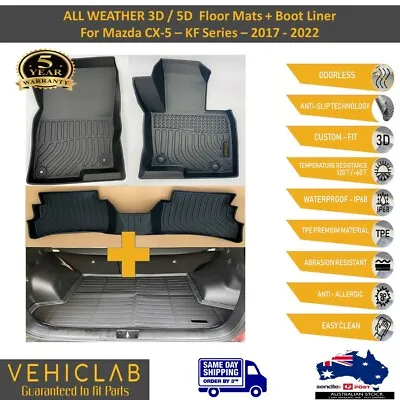 3D / 5D TPE All Weather Car Floor Mats + Boot Liner CX-5 CX5 KF 2017 - 2024 • $155