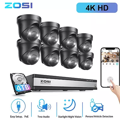 ZOSI 8/16CH 4K Security PoE Camera System 8MP NVR Sound Alarm AI Smart Detect IR • $149.99