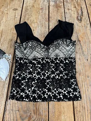 Beautiful LA PERLA Alessandro Dell’Acqua Black & Ivory Lace Corset TOP 42 10 • £19.99