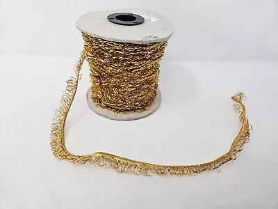 VTG Bulk Spool Metallic Gold Fancy Tinsel Picot Loop Ribbon Craft Trim 110 YDS • $24.99