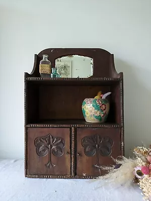 Vintage Antique Bathroom First Aid Medical Wall Cabinet Oak Wood Cupboard Shelf  • £145