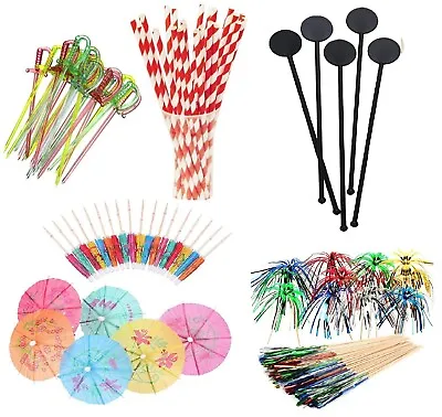 99 Piece Cocktail Decorations Party Pack Kit Umbrella Fireworks Stirrers Summer • £7.79