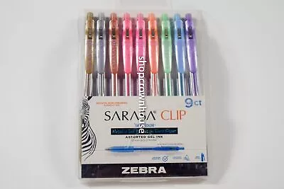 Zebra SARASA Clip 10mm Bold Point Pen 9 Count Metallic Shiny Color Gel Ink Set • $8.99