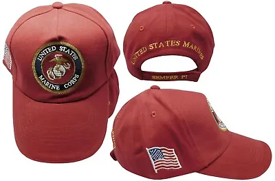 United States Marine Corps Semper Fi Emblem USA Flag Red Embroidered Cap Hat • $15.88