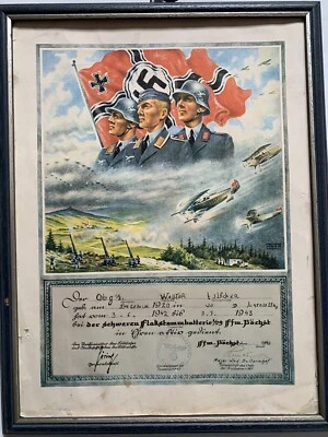 £51 • Buy Ww2 German Framed Award With Signature