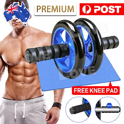 Abdominal Waist Workout Gym Exercise Fitness Wheel Roller Wheels + Free Knee Pad • $13.95