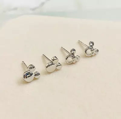 S925 Sterling Silver High Polished Minnie Mickey Mouse Stud Earrings • $9.48