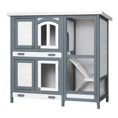 I.Pet Rabbit Hutch Large Chicken Coop Wooden House Run Cage Pet Bunny Guinea Pig • $182.10