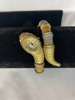 VINTAGE  REGAL Snake Wrap Wrist Watch Gold Tone Quartz Bracelet • $48.25