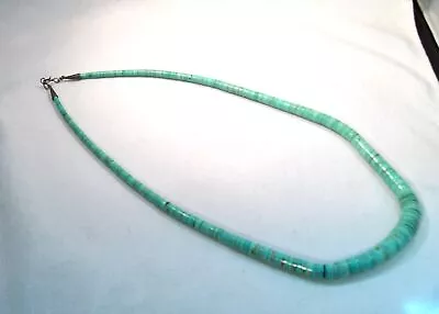 Vintage Sterling Silver Santo Domingo Turquoise Heishi Handmade Necklace K971 • $888