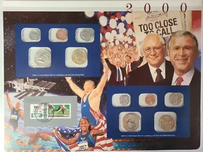 2000 U.s.uncirculated Coin Mint Sets With Stamps On 2 Description Panels  #u229 • $24.95