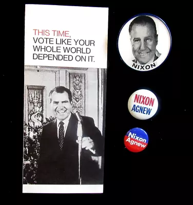 Richard Nixon Agnew Campaign Flyer And Pinbacks W/ Flasher Rare Collection • $7.99
