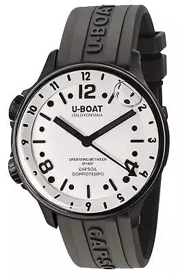 U-Boat Capsoil Doppiotempo Black Steel White Dial Black Rubber Mens Watch 8889 • $1479