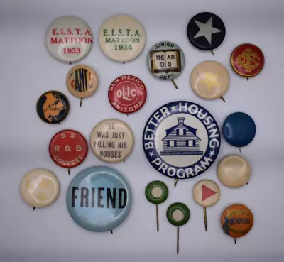 Pinbacks Buttons Various Slogans Advertising Symbols Lot Of 20 Vintage • $45