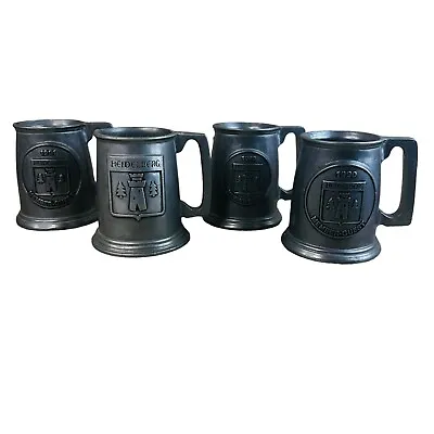 4 Vtg Heidleberg  Memeber Guest Pewter Mug 5 H  Beer Stein Mug Tankard • $23.90