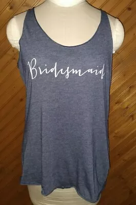 Bridesmaid Women's Size XL Tank Top Wedding Blue White Loose Fit Cut Off Edge • $9.99