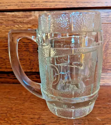 Vintage Dad's Root Beer Barrel Mug Heavy Clear Glass Etched Nostalgic • $12.99