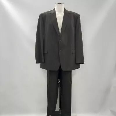 High & Mighty Brown 2 Piece Striped Formal Suit Size 50 W44 L31 Mens RMF03-ER • $9.95