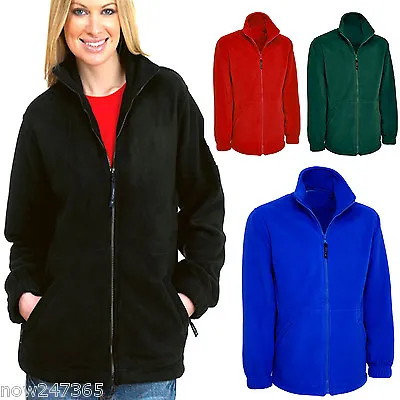 Ladies Loose Fit Plain Fleece Jacket Size 10 To 28 Plus Unisex NEW *UK STOCK* • £18.95