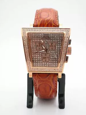 Techno Master Men's Rose Gold 3.50CT Diamond Chronograph Dial Watch TM2055 • $699