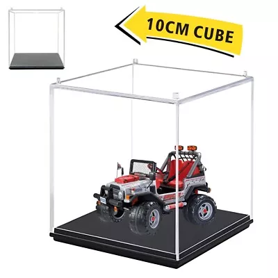 UK Perspex Cube 10cm Display Box Clear Acrylic Case Plastic Base Dustproof Toy • £7.69