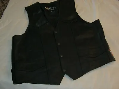 $29.99 • Buy Xelement Women's Motorcycle Vest With Patches Sz. XL. Black Leather, Beautiful