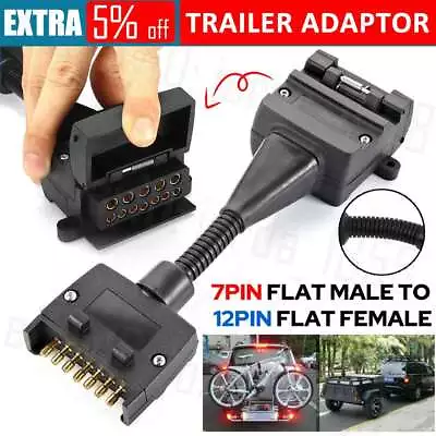 12 Pin Female Socket To7 Pin Flat Male Plug Trailer Wiring Connector Adaptor 4X4 • $12.85