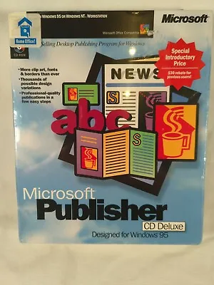 Microsoft Publisher CD Deluxe For Windows 95 Big Box NEW SEALED • $68.98