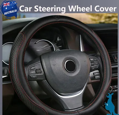 Genuine Leather Car Steering Wheel Covers Anti-slip For 15 /38cm Round Universal • $41.99