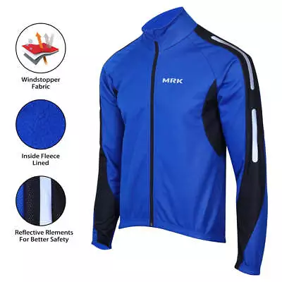 Men's Cycling Jacket Windstopper  Long Sleeve Winter Thermal Bike Coat New Blue • $28.99