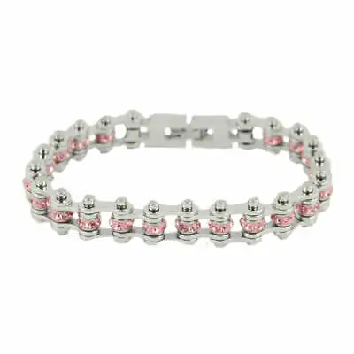 Ladies October Bike Chain Bracelet Birthstone Pink Tourmaline 167 • $27.45