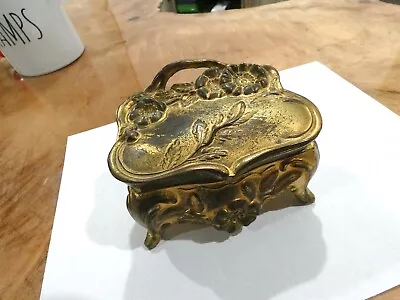 Old Footed Cast Metal Art Nouveau Trinket Box • $3.99