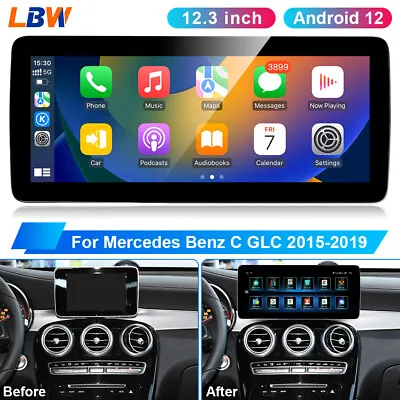 For Mercedes Benz C GLC 2015-2019 Navi Screen 12.3'' Android Car Radio GPS 2+32G • $373.89