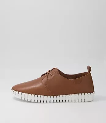 Django And Juliette Hollis Cognac Leather Sneaker -Size 39- 5+ Items Free AU • $69.65