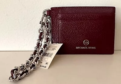 Michael Kors Leather Jet Set Charm Small ID Chain CARD HOLDER • $54.98