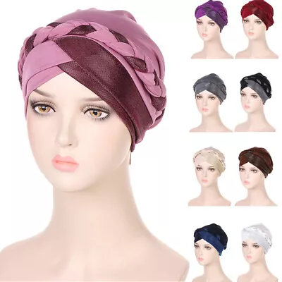 Braid Cross Head Wrap Muslim Women Turban Hijab Hat Bonnet Headscarf Chemo Caps • $5.82