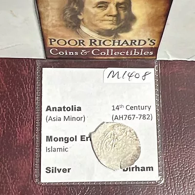 Anatolian 1366-1380 Islamic Silver Dirham “Mongol Rule” Medieval Coin M1408 • $15