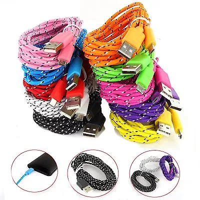 1M 3ft Braided Fabric Micro USB Data&Sync Charger Cable Cord For Samsung 18a07 • $1.92